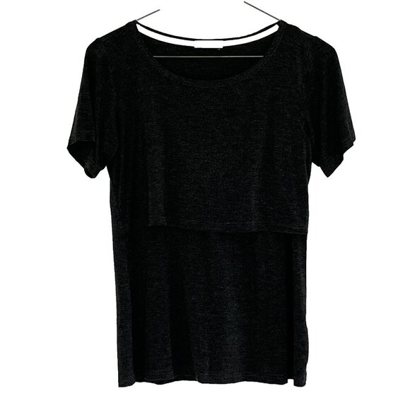 Smallshow Nursing Top sz S Short Sleeve Gray - Picture 1 of 8